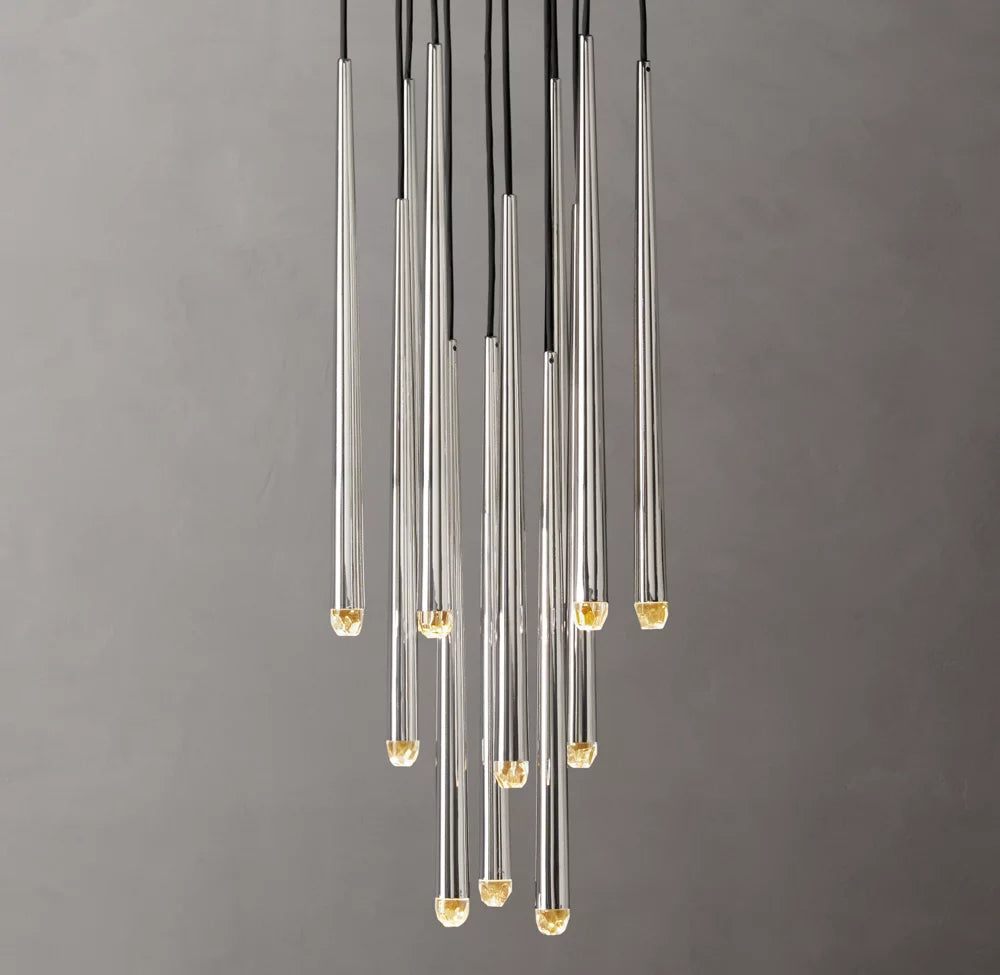 Suspended Brass LED Droplet Chandelier