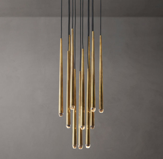 Suspended Brass LED Droplet Chandelier