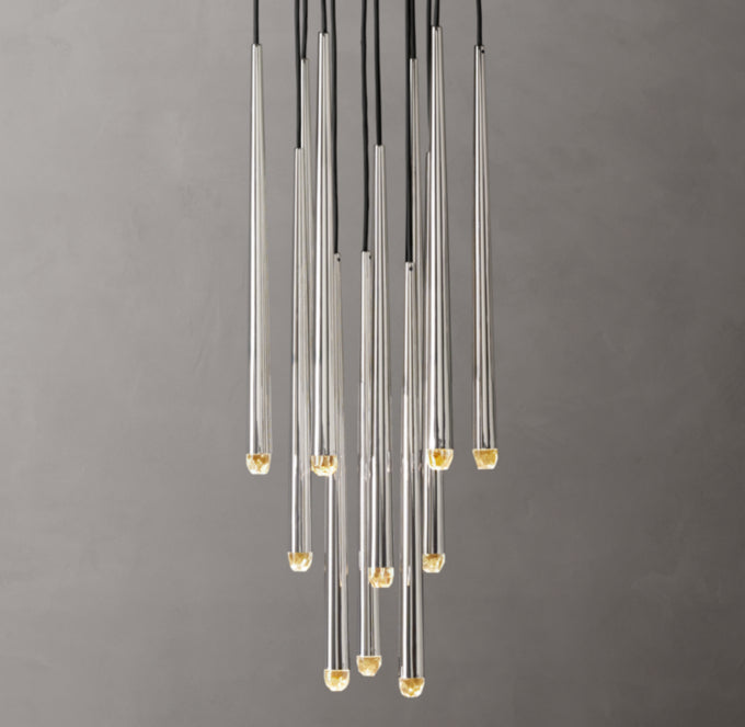 Suspended Brass LED Droplet Chandelier