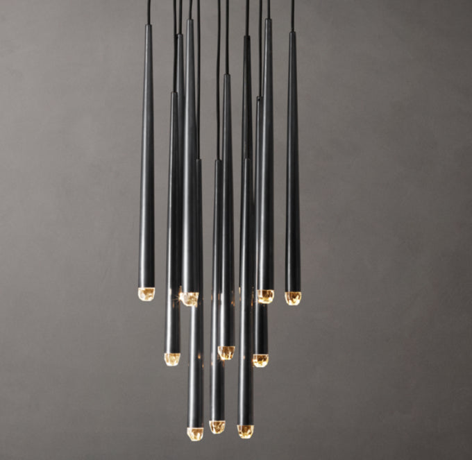 Suspended Brass LED Droplet Chandelier