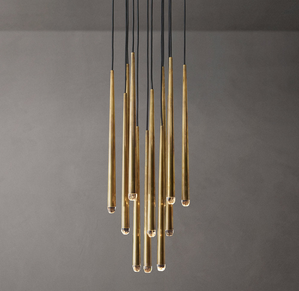 Suspended Brass LED Droplet Chandelier