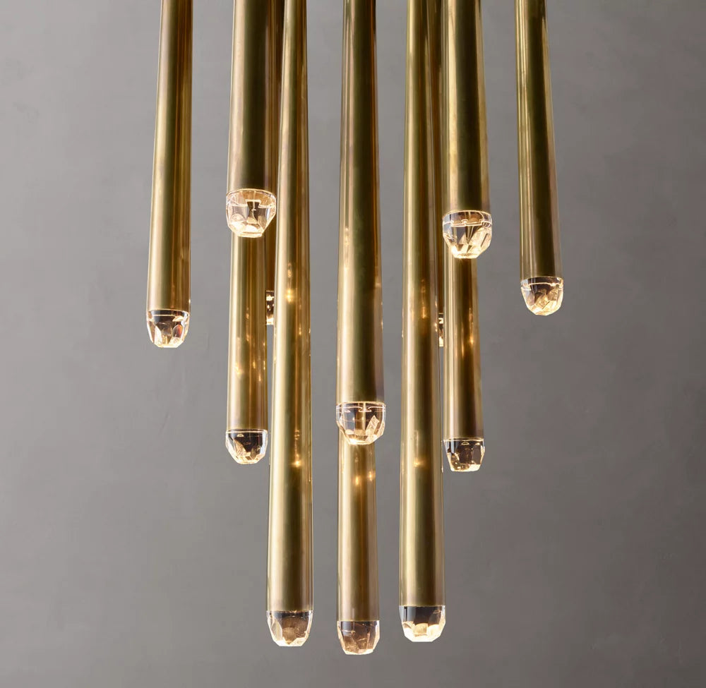 Suspended Brass LED Droplet Chandelier