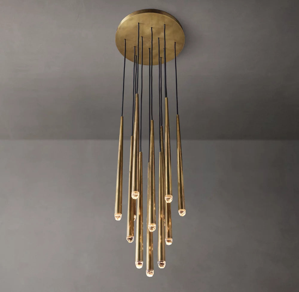 Suspended Brass LED Droplet Chandelier