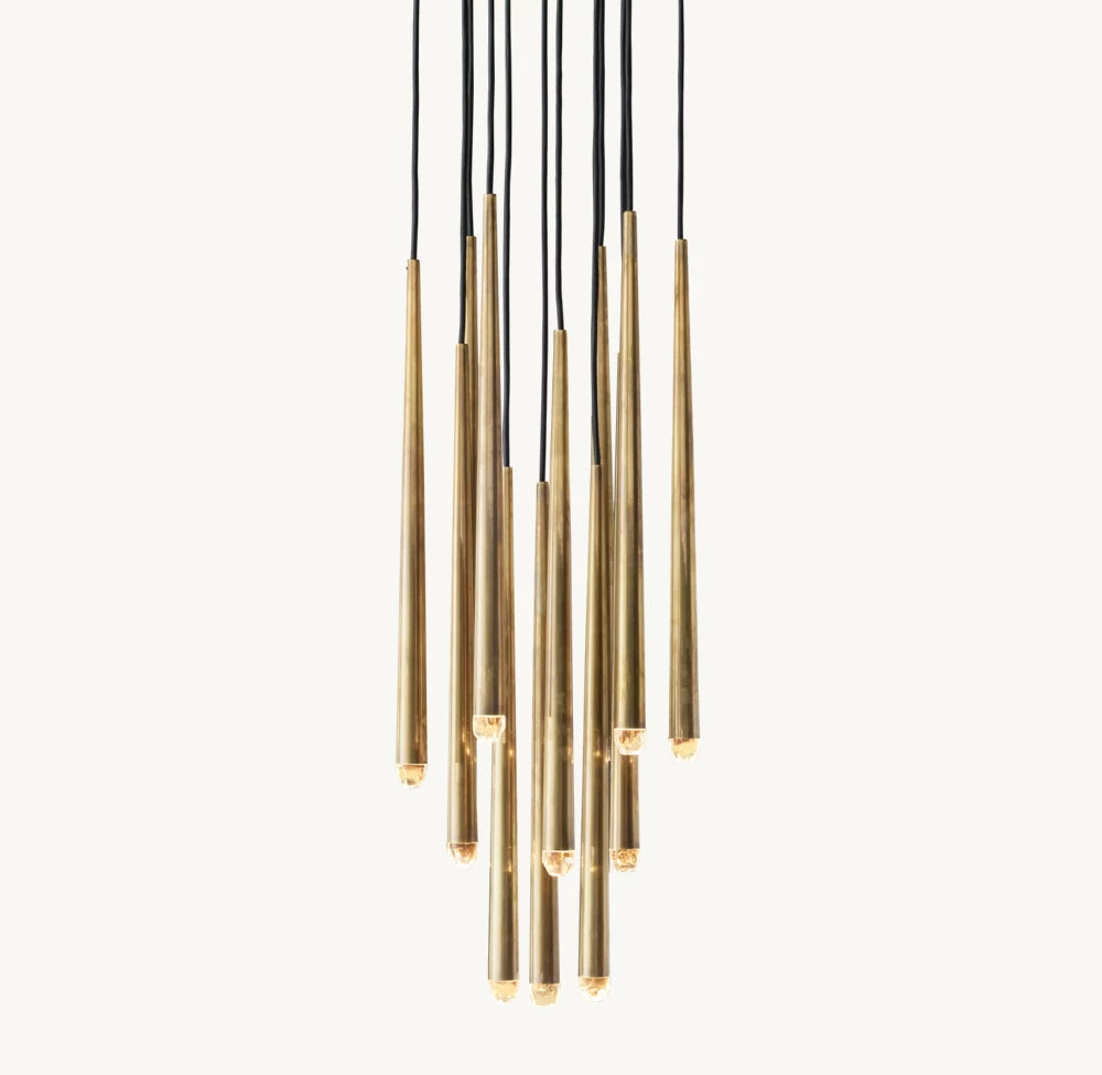 Suspended Brass LED Droplet Chandelier