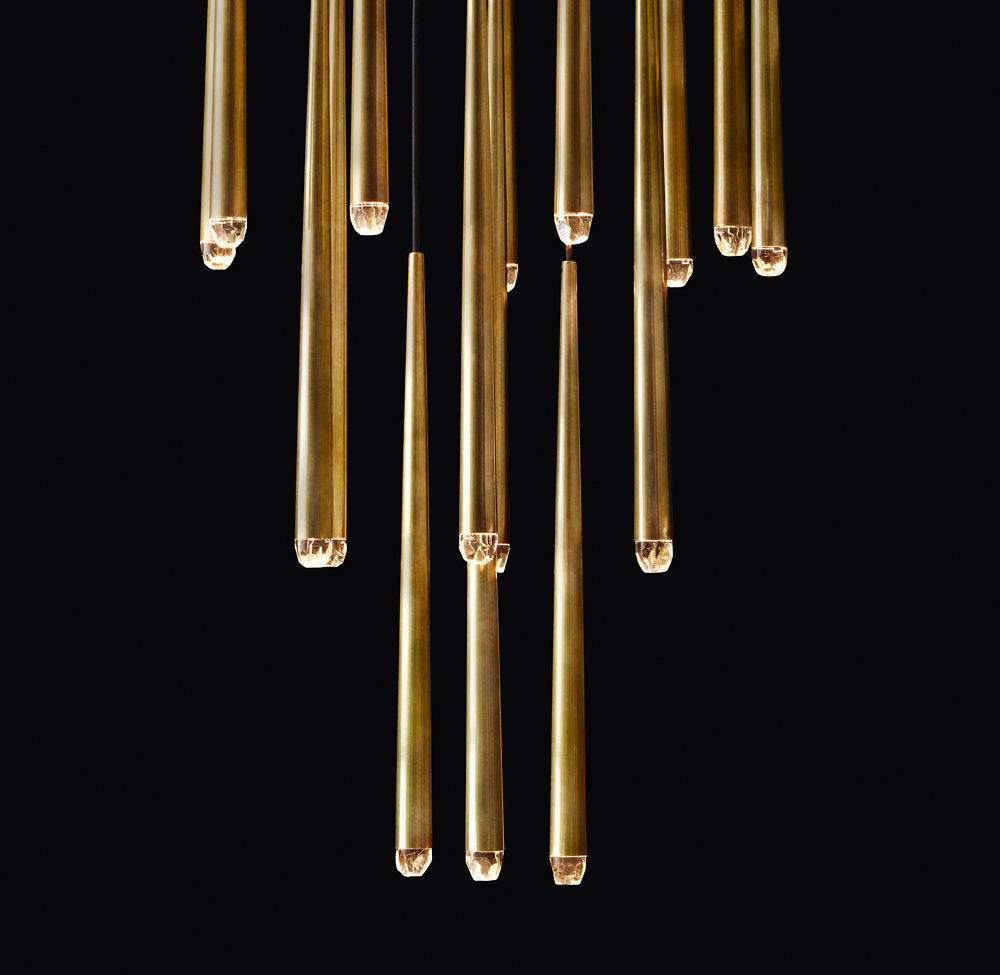 Suspended Brass LED Droplet Chandelier
