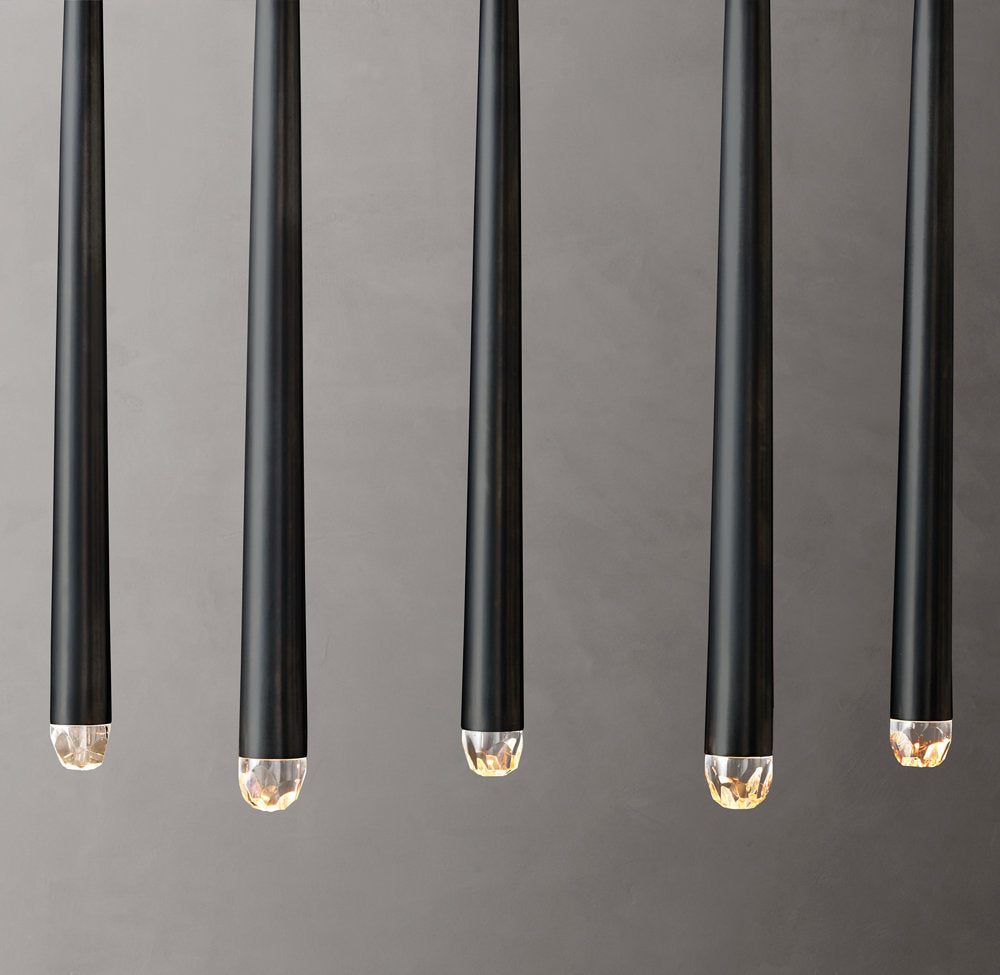 Suspended Brass LED Gallery Chandelier