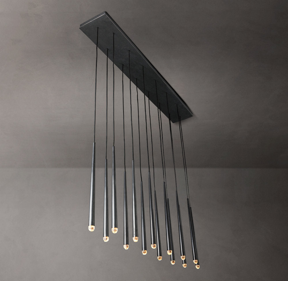 Suspended Brass LED Gallery Chandelier