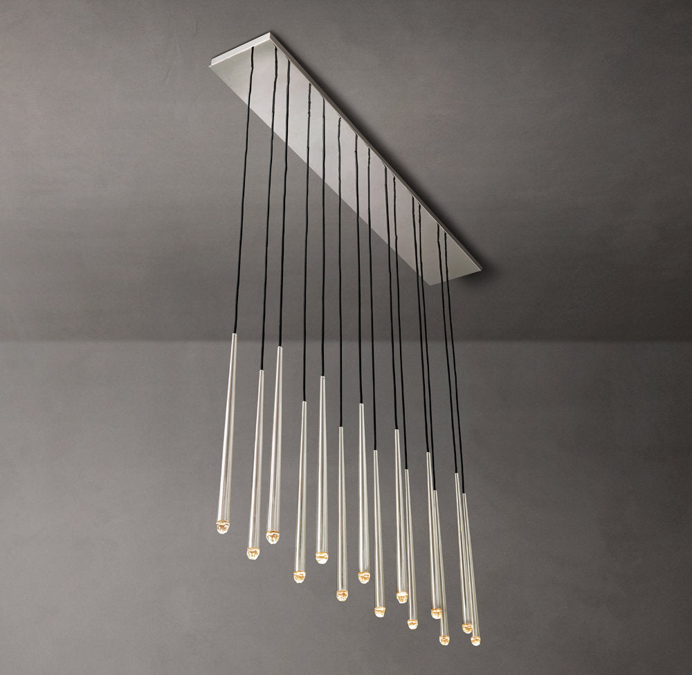 Suspended Brass LED Gallery Chandelier