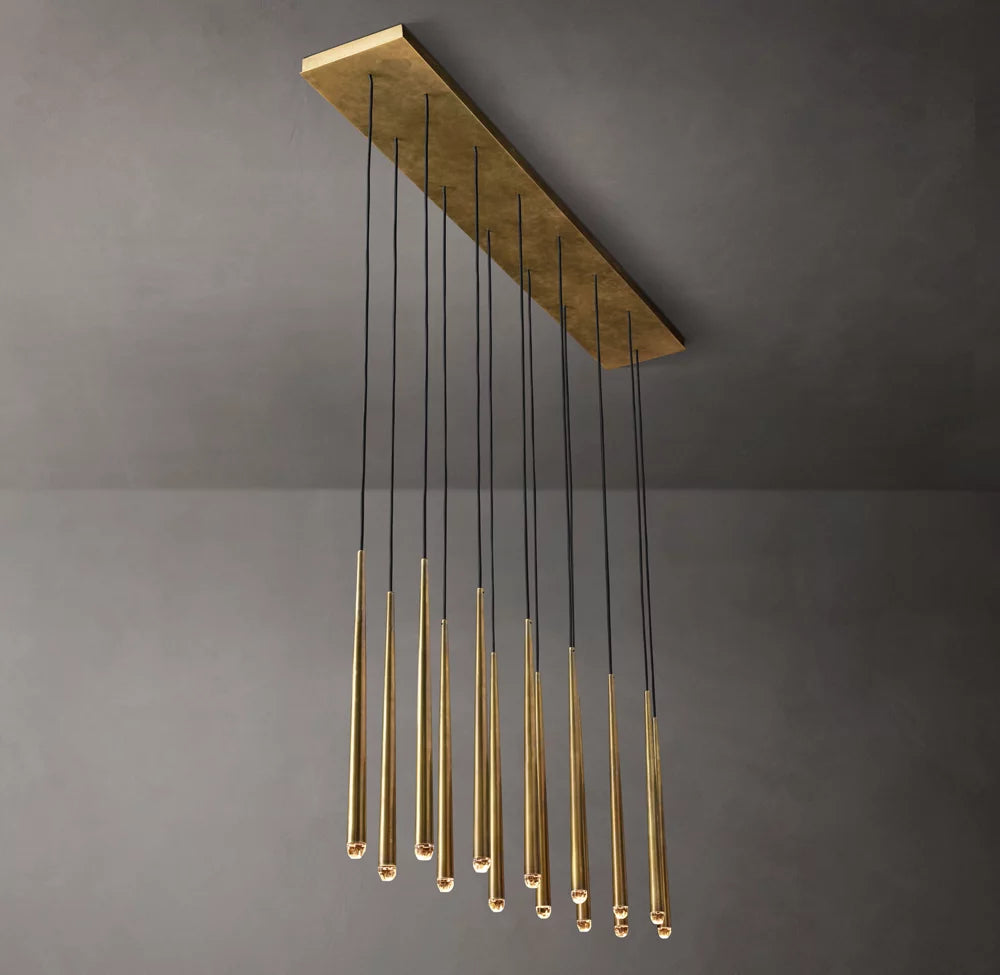 Suspended Brass LED Gallery Chandelier