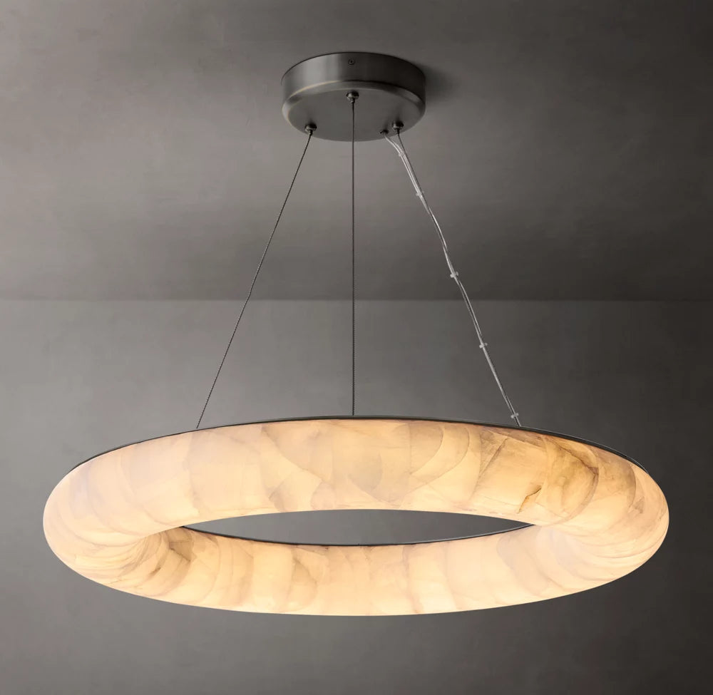 Suspended Calcite Disk LED Chandelier
