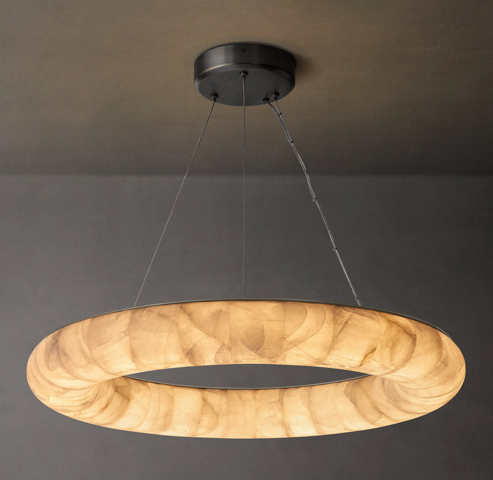 Suspended Calcite Disk LED Chandelier