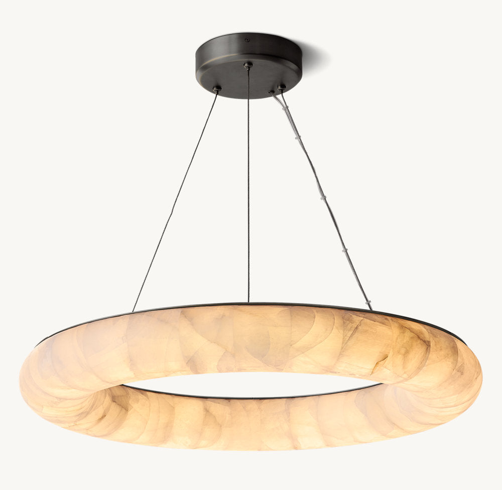 Suspended Calcite Disk LED Chandelier