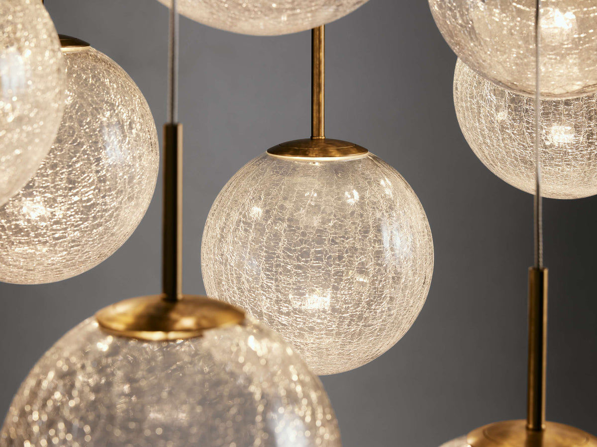 Suspended Opal Globe LED Island Chandelier