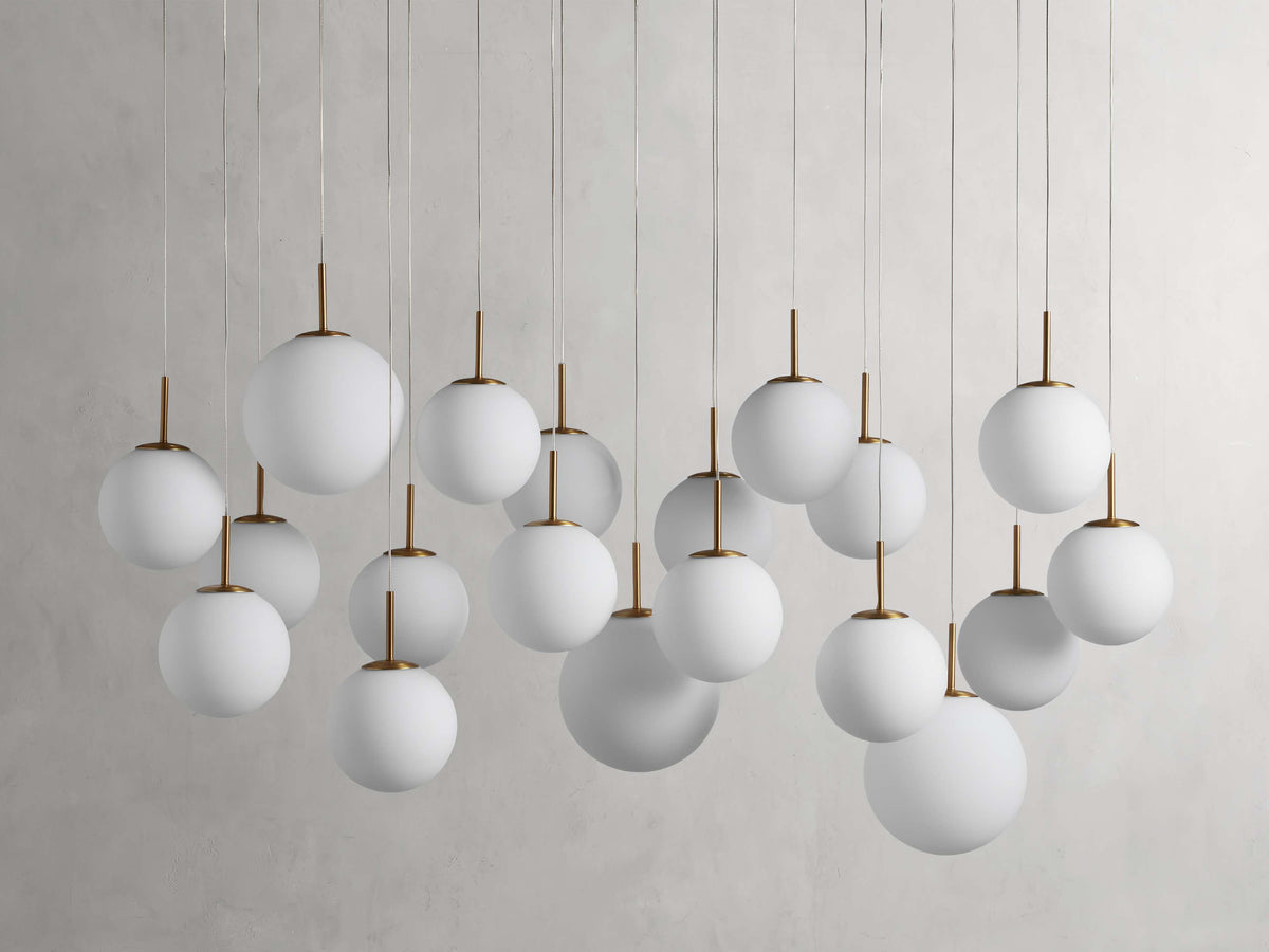 Suspended Opal Globe LED Island Chandelier