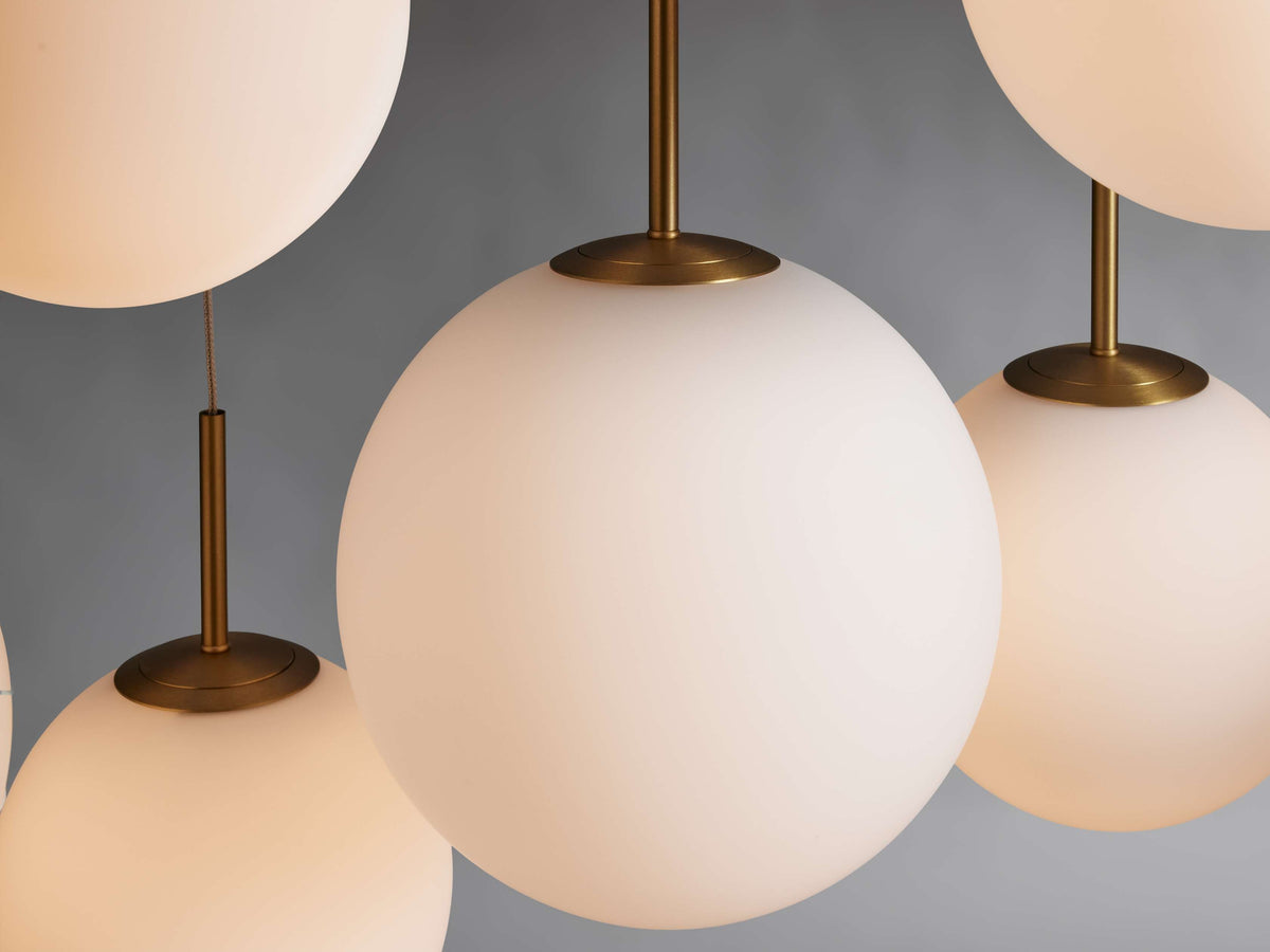 Suspended Opal Globe LED Island Chandelier