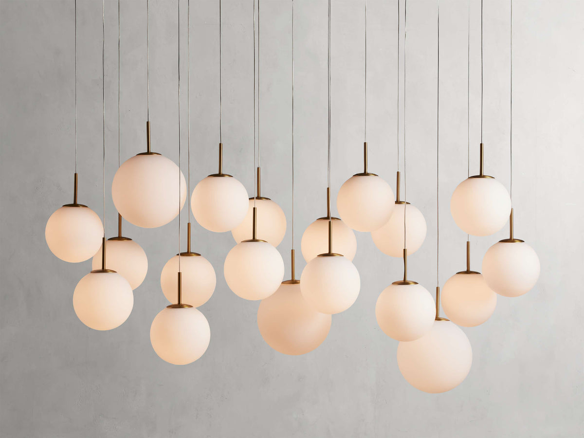 Suspended Opal Globe LED Island Chandelier