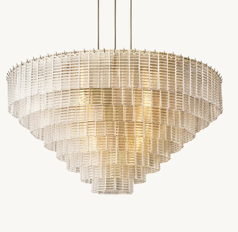 Textured Cast Glass Grand Chandelier