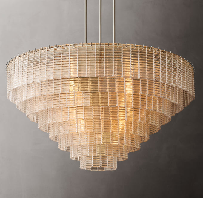 Textured Cast Glass Grand Chandelier