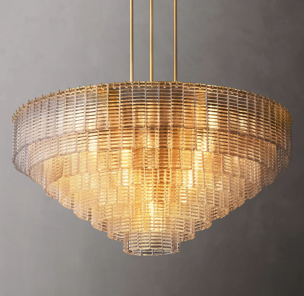 Textured Cast Glass Grand Chandelier