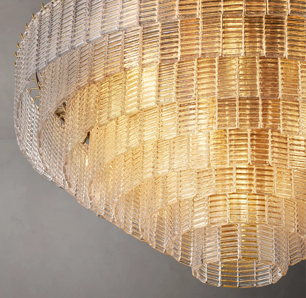 Textured Cast Glass Grand Chandelier