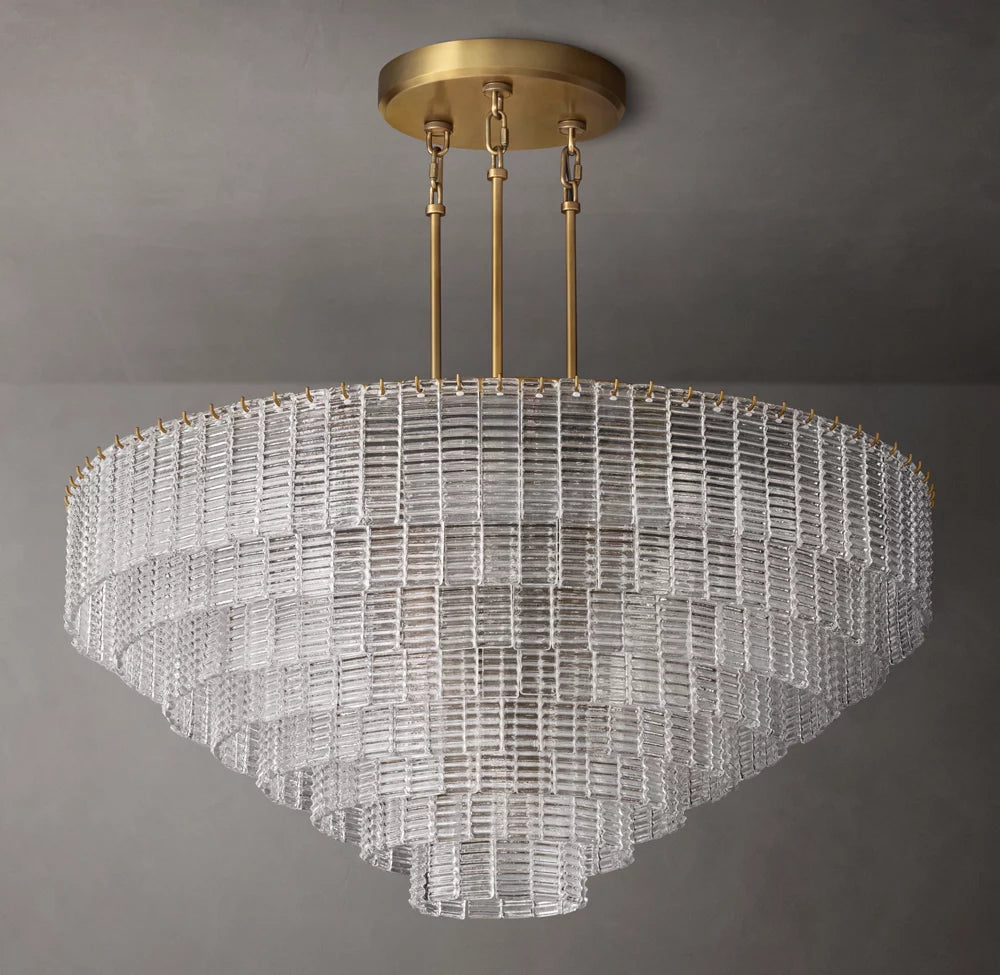 Textured Cast Glass Grand Chandelier