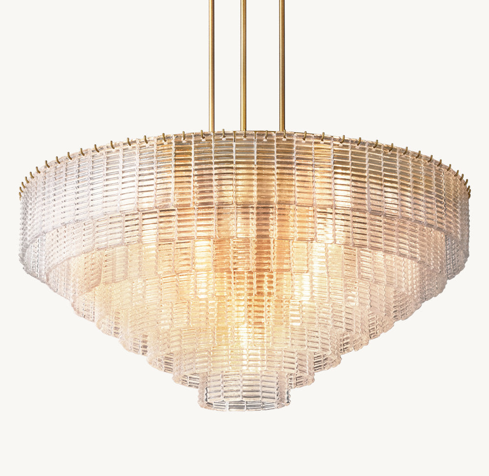 Textured Cast Glass Grand Chandelier
