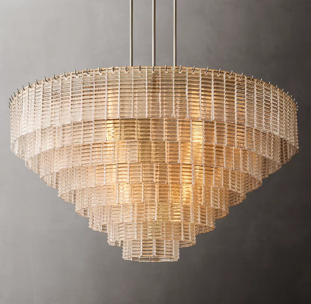 Textured Cast Glass Grand Chandelier