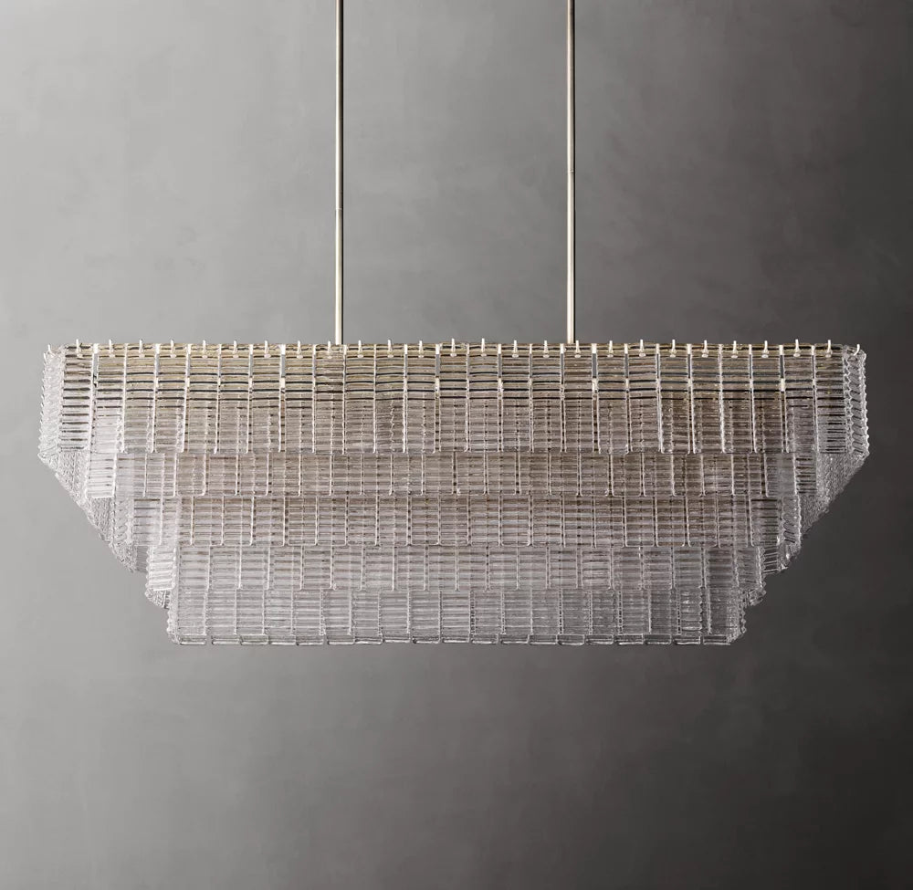 Textured Glass Panel Island Chandelier