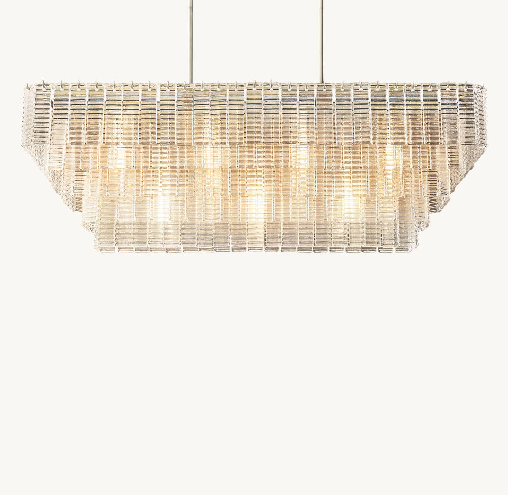 Textured Glass Panel Island Chandelier