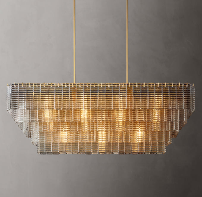 Textured Glass Panel Island Chandelier