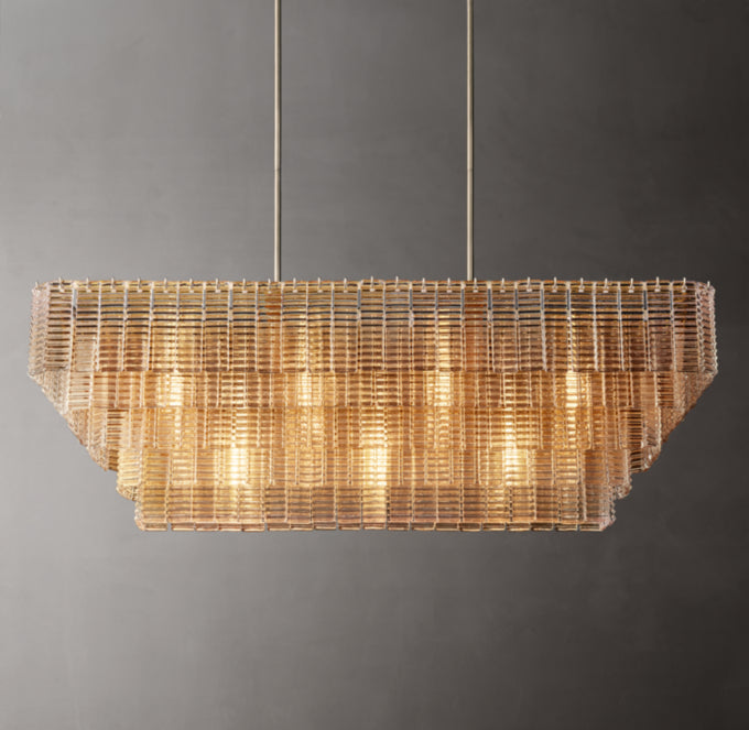 Textured Glass Panel Island Chandelier