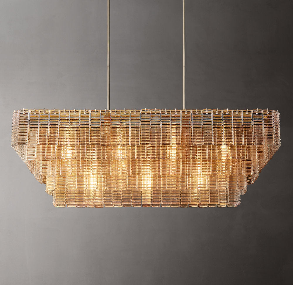 Textured Glass Panel Island Chandelier