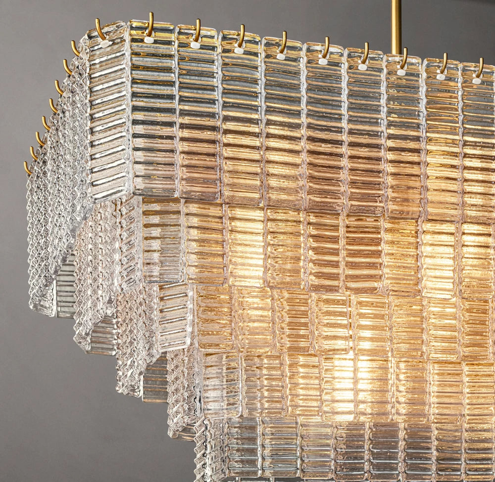 Textured Glass Panel Island Chandelier