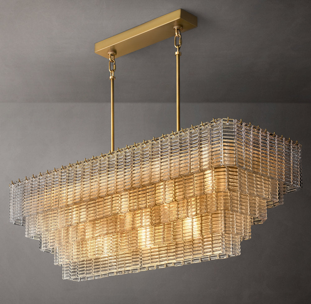 Textured Glass Panel Island Chandelier