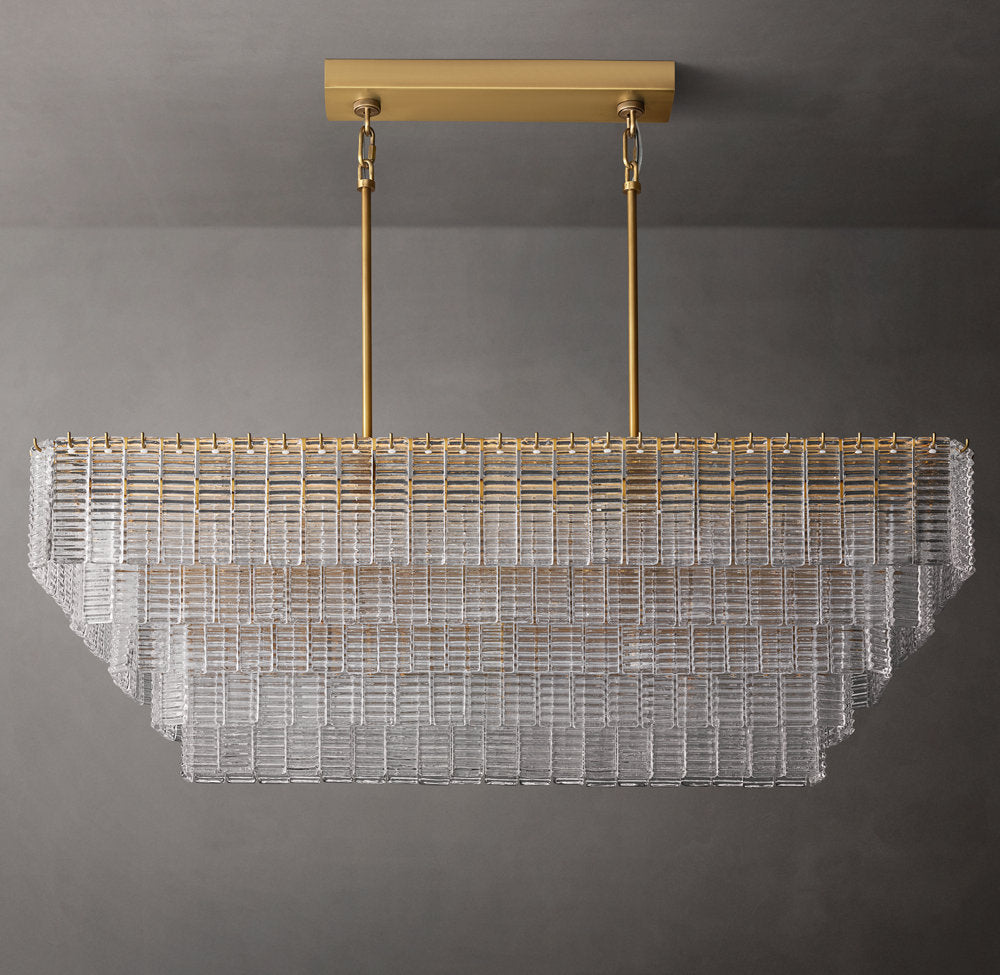 Textured Glass Panel Island Chandelier