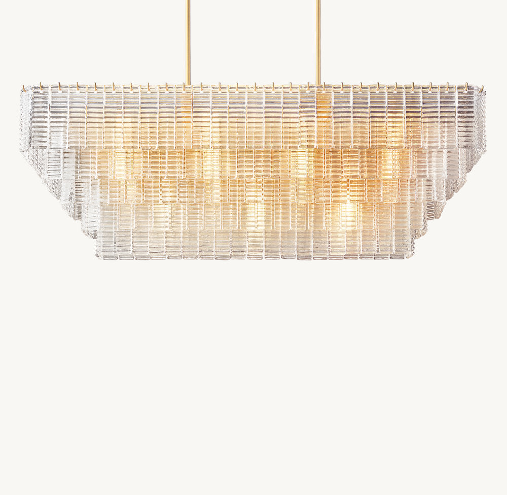 Textured Glass Panel Island Chandelier