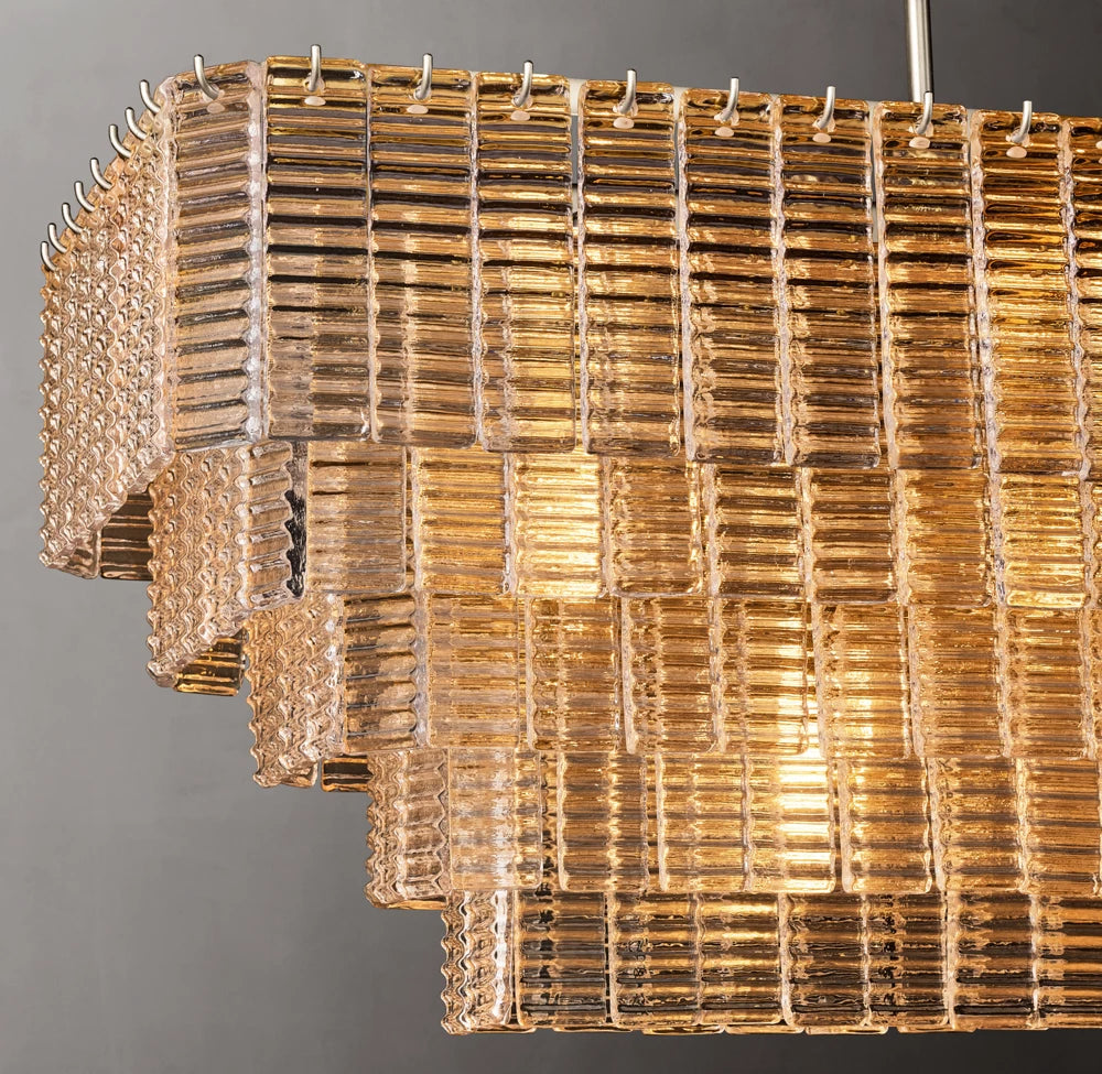 Textured Glass Panel Island Chandelier