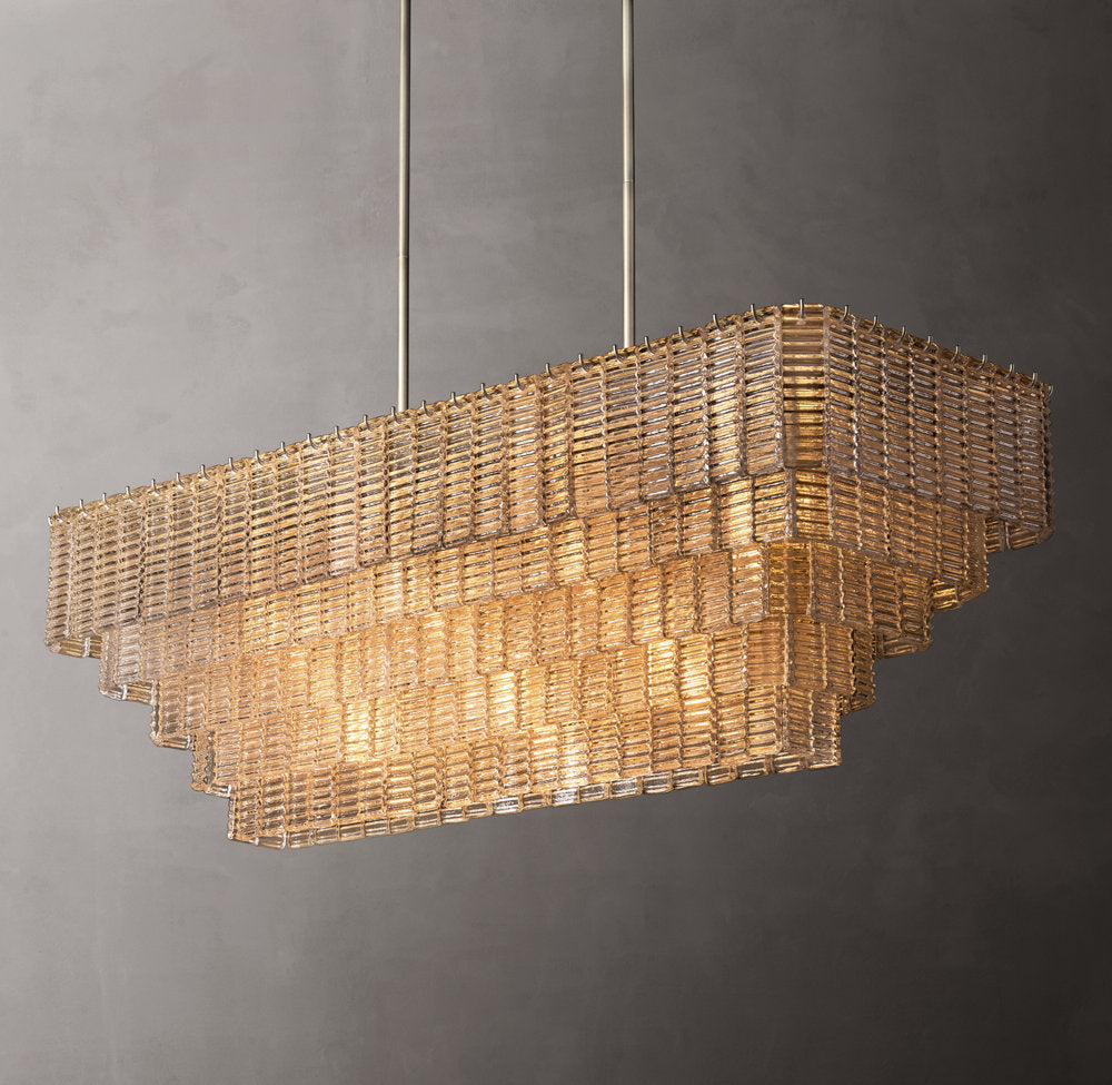 Textured Glass Panel Island Chandelier