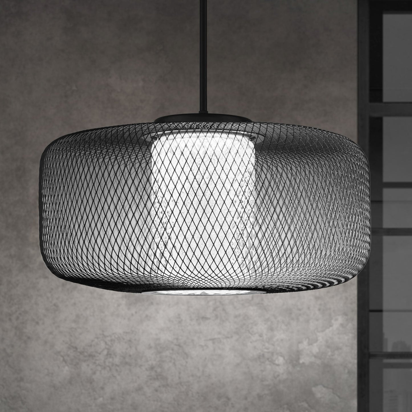 Textured Thread Crystal Globe Pendant Light / Black