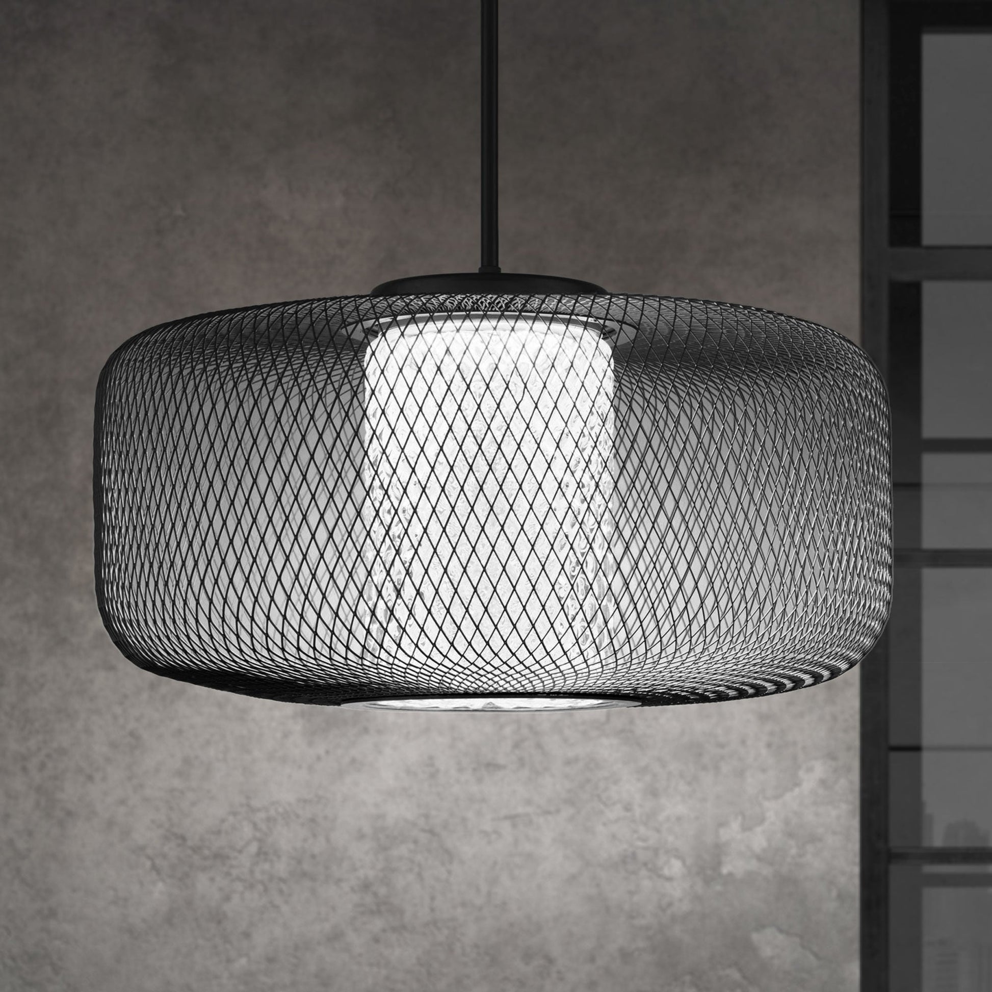 Textured Thread Crystal Globe Pendant Light / Black