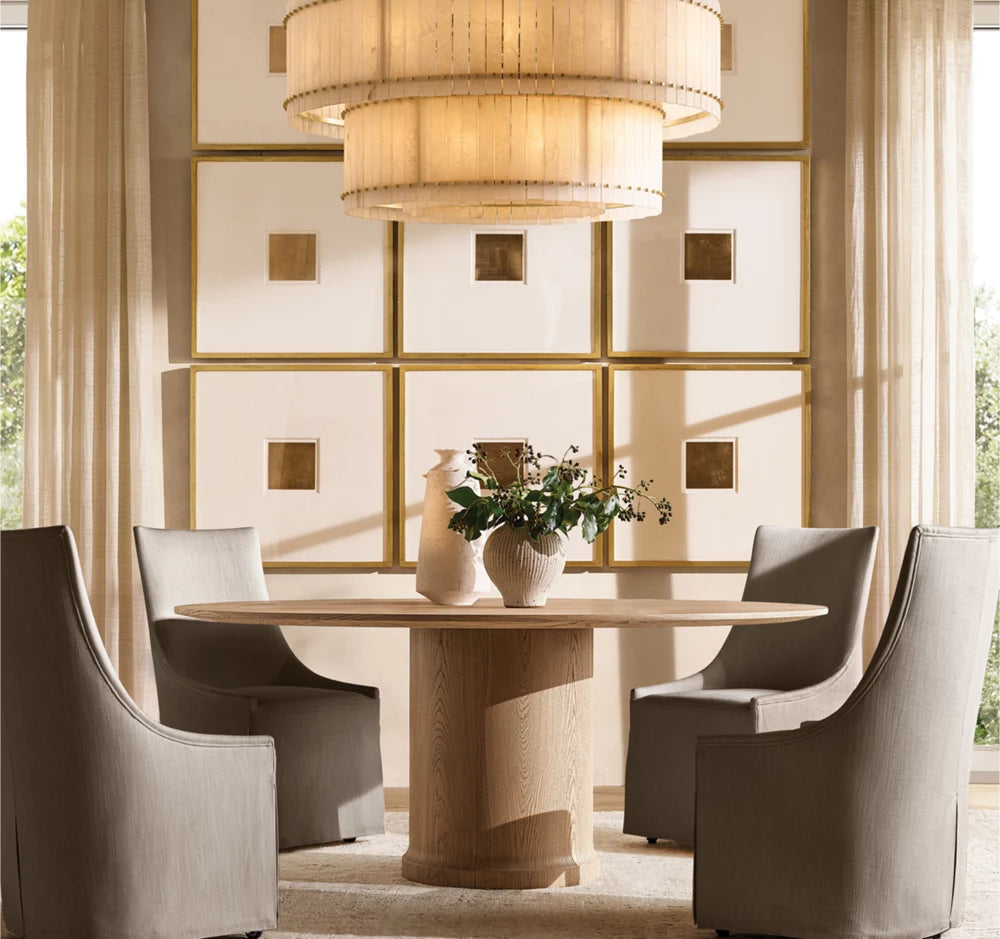 Tiered Alabaster Panel Drum Chandelier