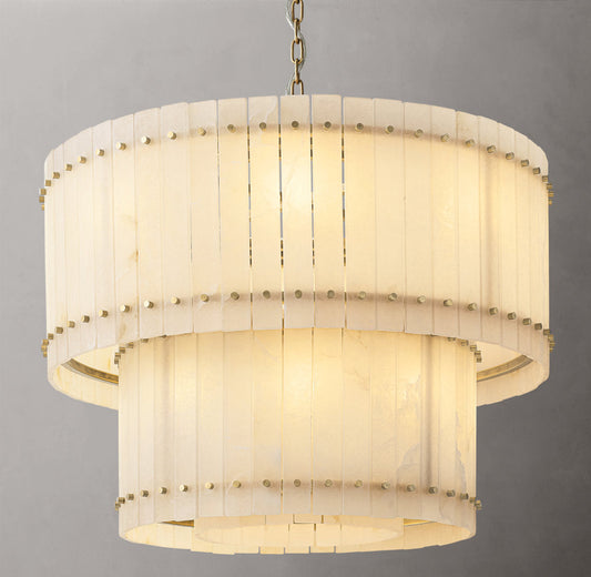 Tiered Natural Alabaster Crown Chandelier