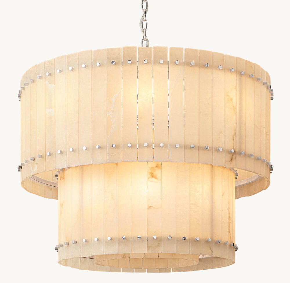 Tiered Natural Alabaster Crown Chandelier