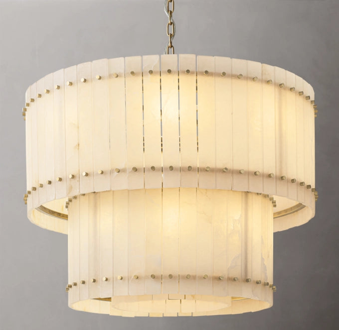 Tiered Natural Alabaster Crown Chandelier