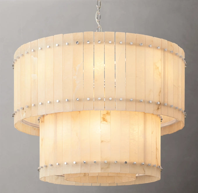 Tiered Natural Alabaster Crown Chandelier