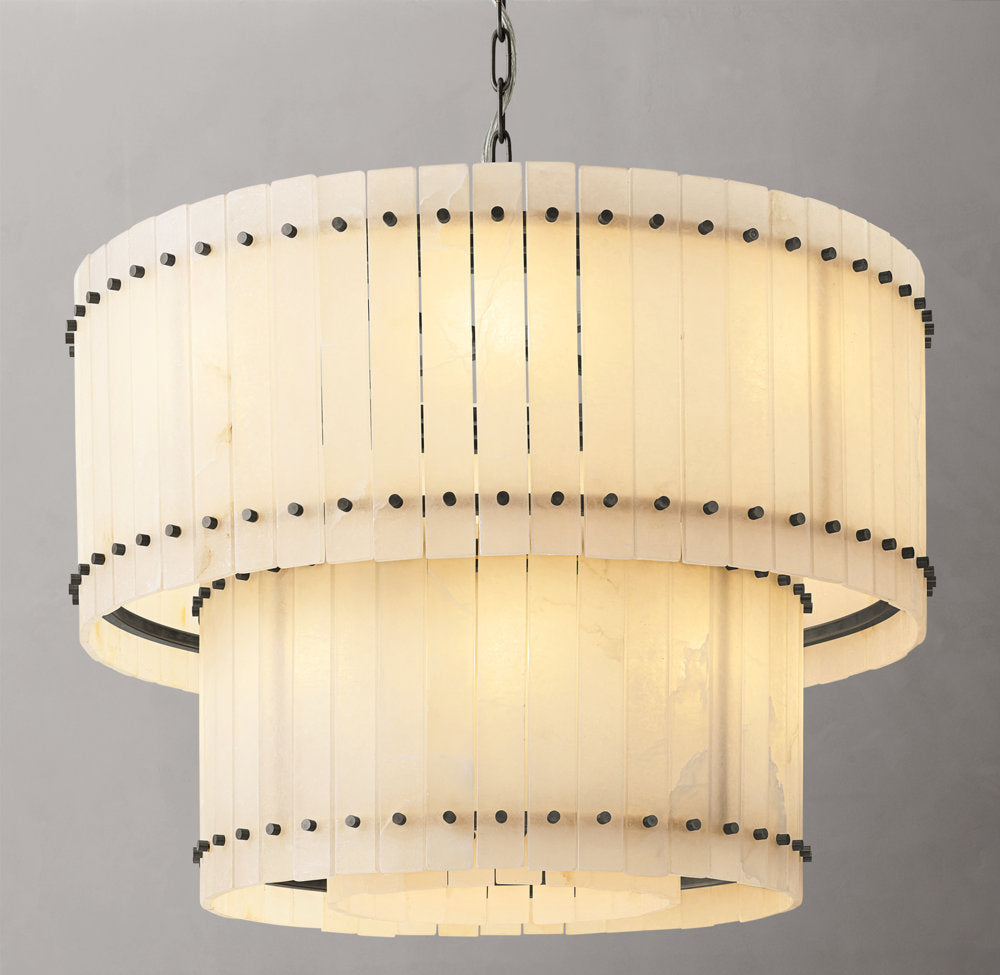 Tiered Natural Alabaster Crown Chandelier
