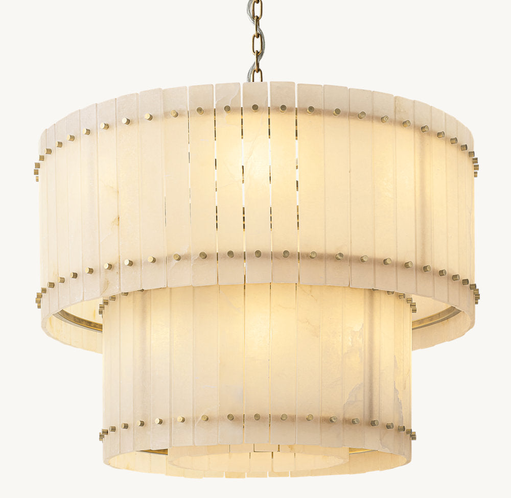 Tiered Natural Alabaster Crown Chandelier