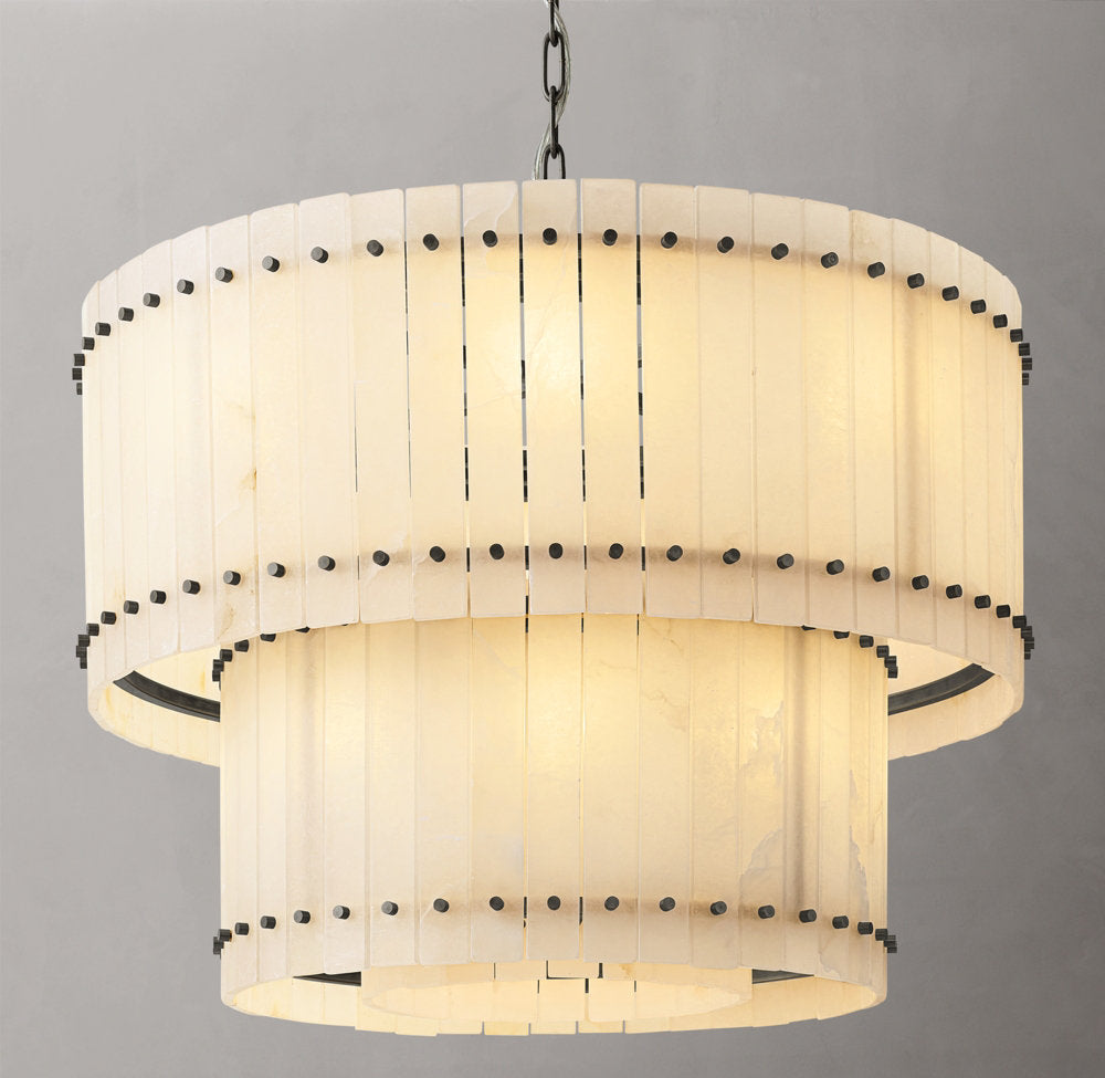Tiered Natural Alabaster Crown Chandelier