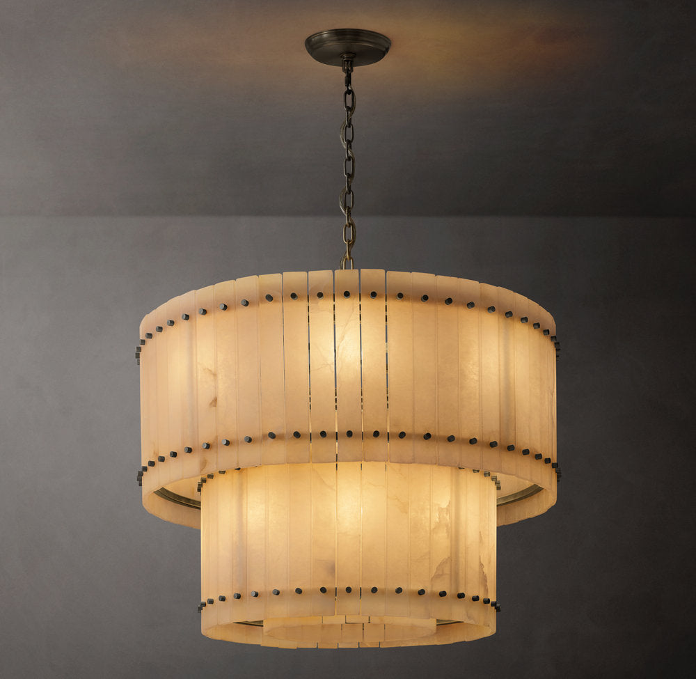 Tiered Natural Alabaster Crown Chandelier