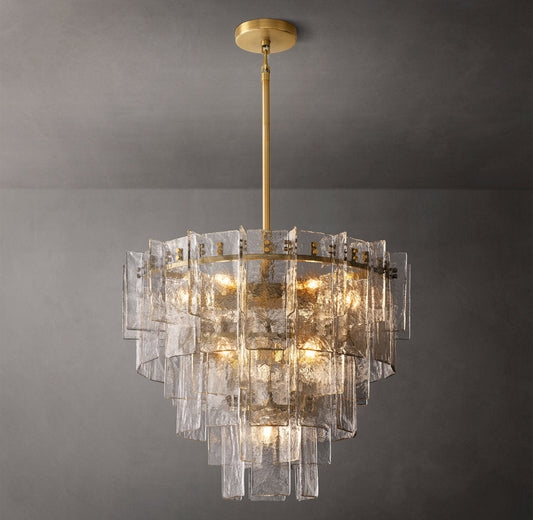 Tiered Rippled Clear Glass Chandelier